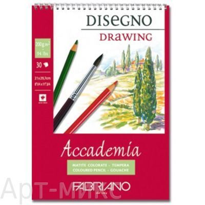 А4, Блокнот для рисования ACCADEMIA 200 г/м, 30 листов, на спирали