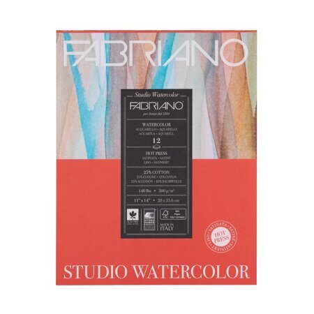 Альбом для акварели "Watercolour Studio" 300 г/м2, 28*35.6 см, 25% хлопка, 12 листов, мелкозернистая, Fabriano